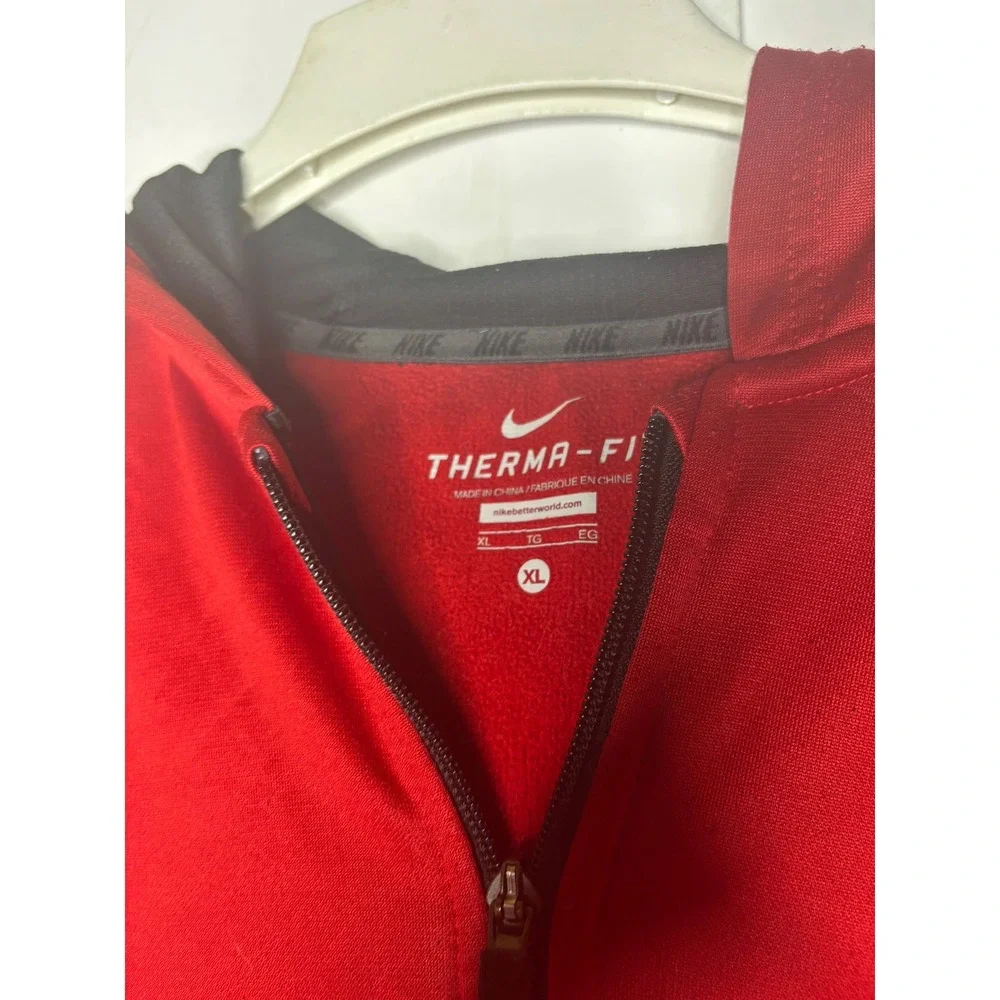 Nike‎ Therma-FIT Full Zip Hoodie Red Black Mens XL 716880-687 Sweatshirt
